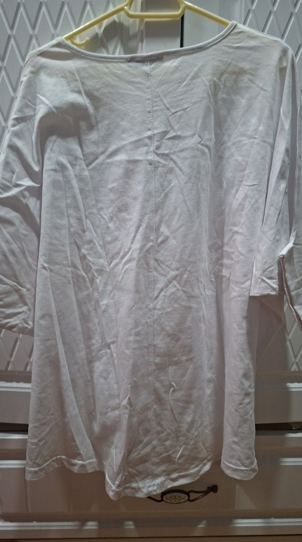 Kadın Beyaz Kısa Kollu Salaş Tişört - Görsel 3