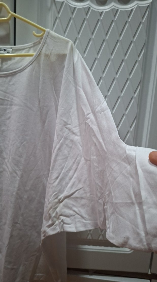 Kadın Beyaz Kısa Kollu Salaş Tişört - Görsel 2