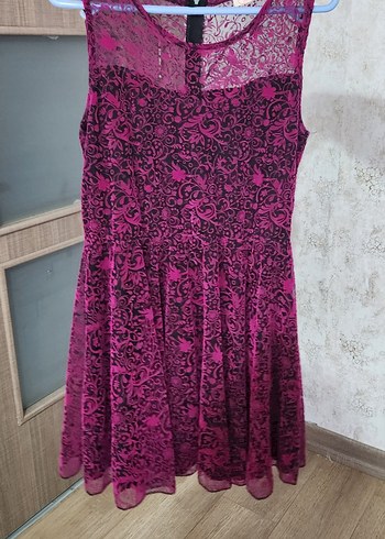 Dantel Detaylı Pembe  Kadın Elbise - Görsel 2