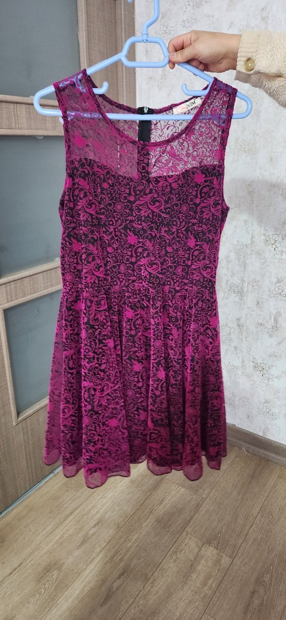 Dantel Detaylı Pembe  Kadın Elbise - Görsel 2