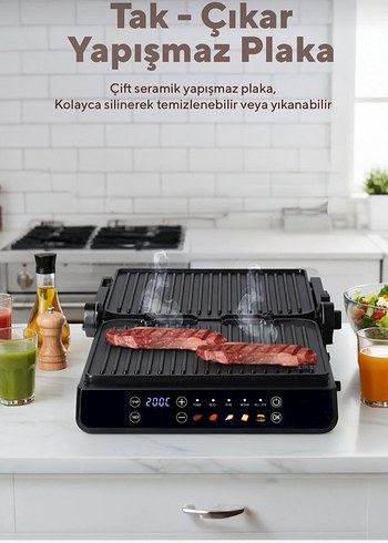 Dijital Kontrollü Siyah Tost ve Sandviç Makinesi - Görsel 4