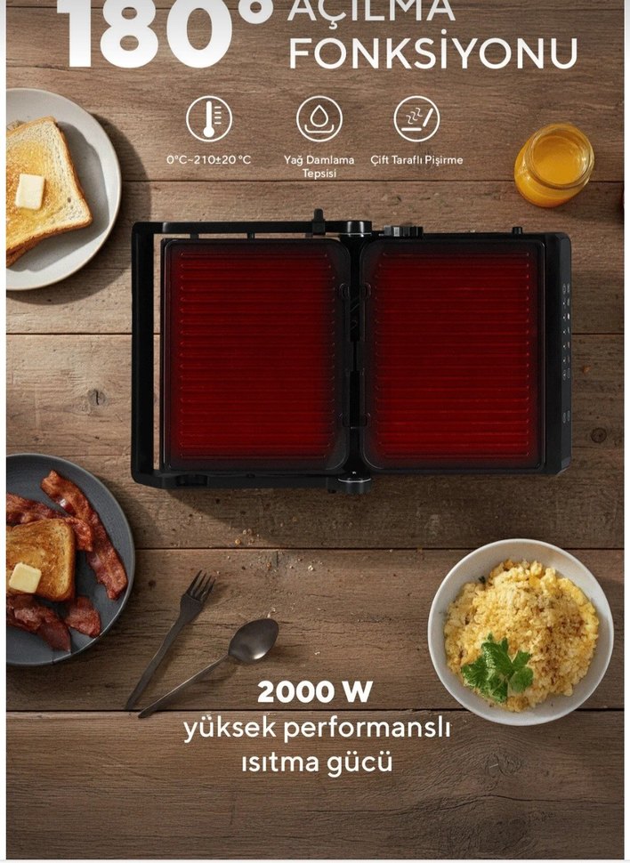 Dijital Kontrollü Siyah Tost ve Sandviç Makinesi - Görsel 5