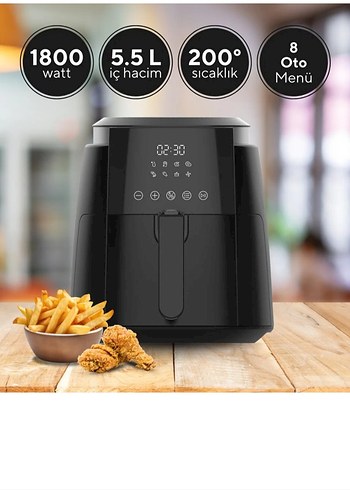 5.5 Litre XL Siyah Hava Fritözü - Görsel 3