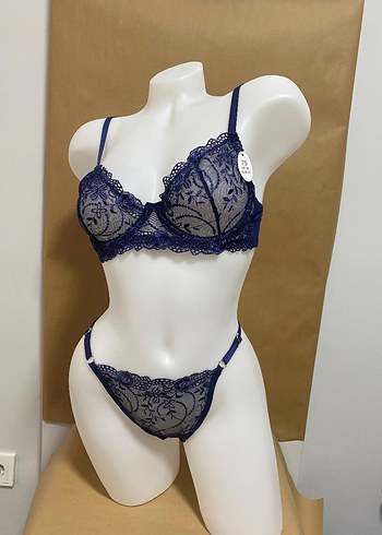 Lacivert Dantel Detaylı Goth Sütyen - Görsel 2