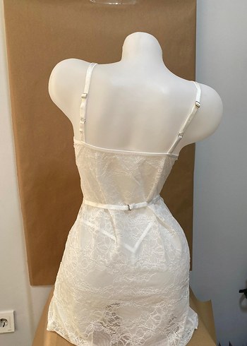 Beyaz Dantel Mini Bohem Kadın Gecelik - Görsel 2