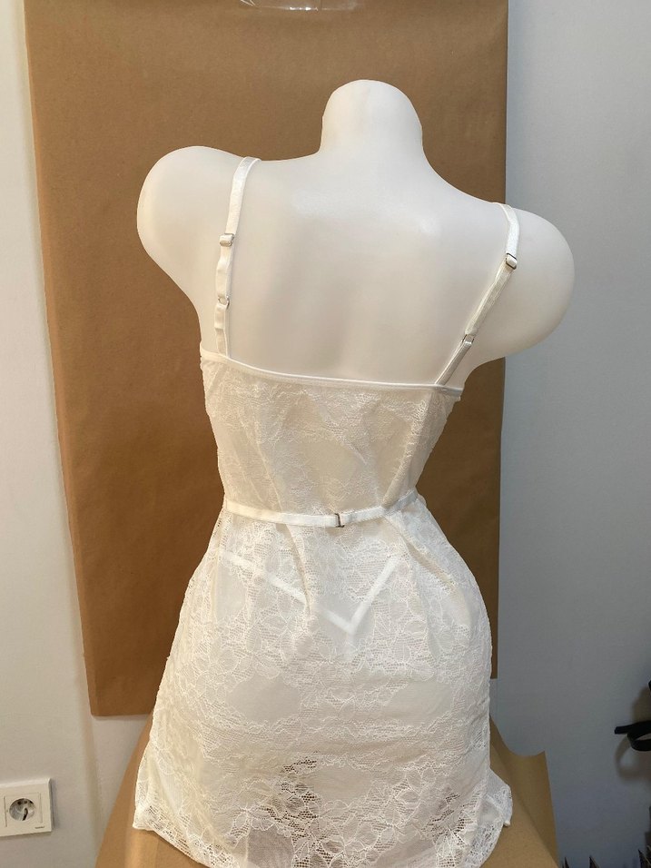 Beyaz Dantel Mini Bohem Kadın Gecelik - Görsel 2