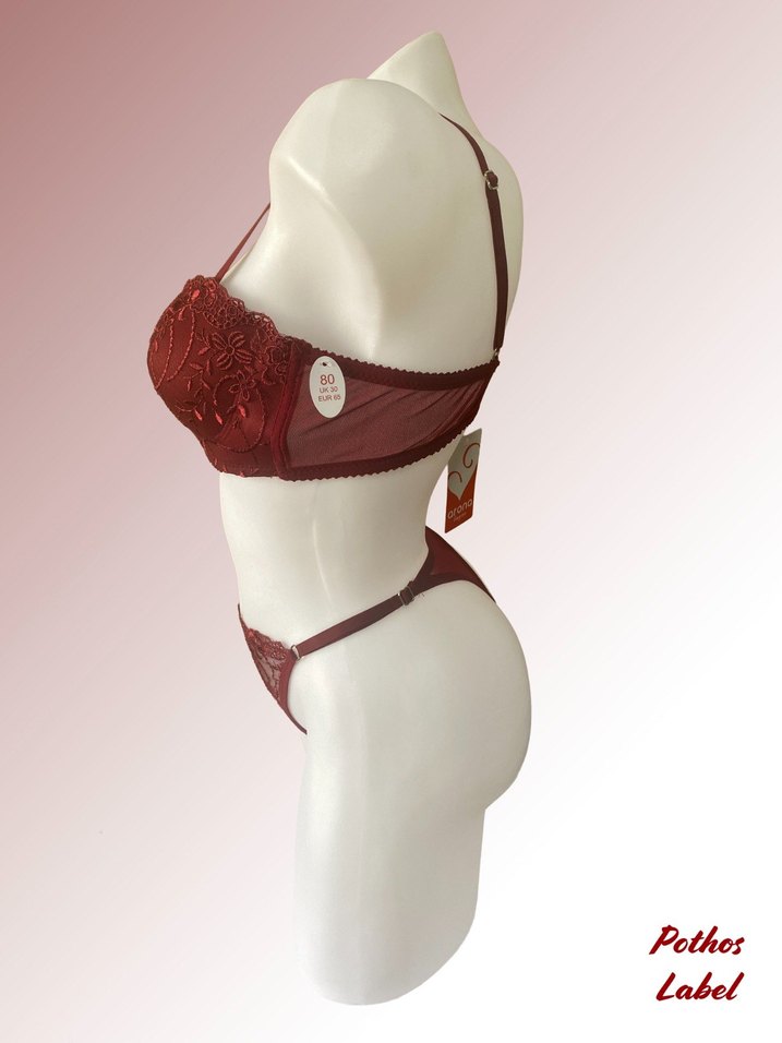 Bordo Dantel Detaylı Bohem Sütyen - Görsel 2