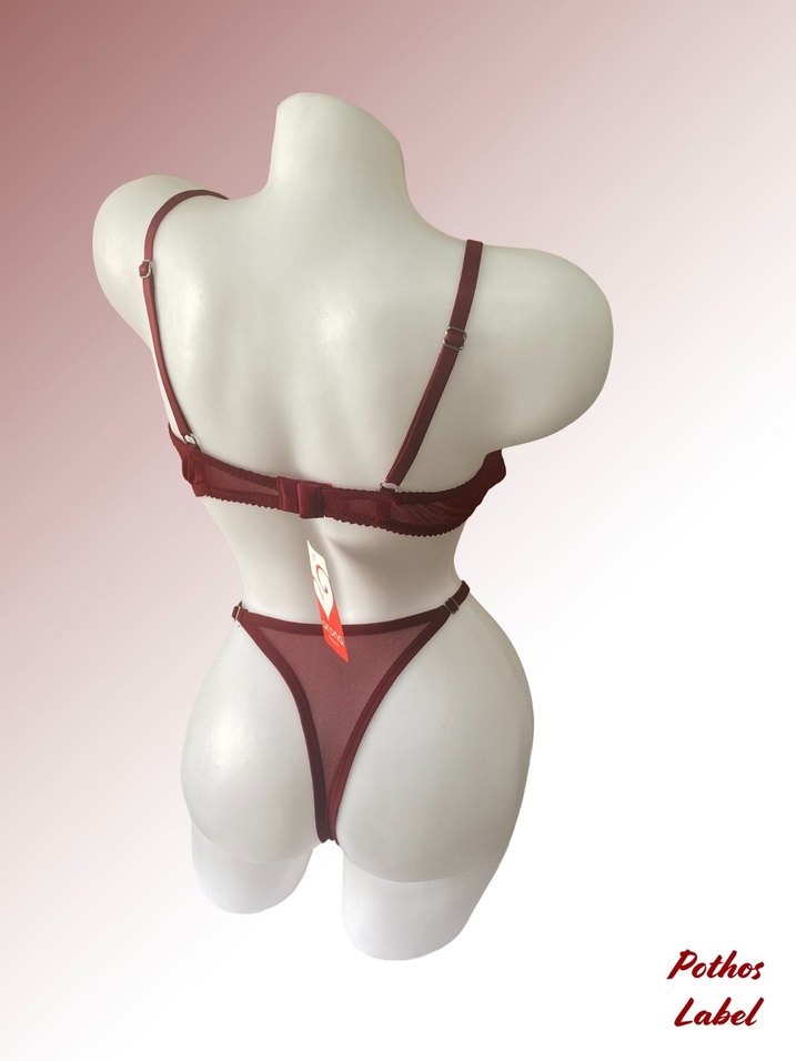 Bordo Dantel Detaylı Bohem Sütyen - Görsel 4