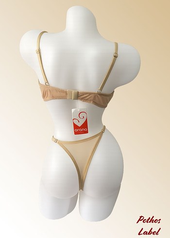 Bej Bohem Tarzı Dantel Sütyen ve Külot Takımı - Görsel 4