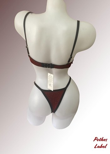 Koyu Kırmızı Mini Gotik Sütyen - Görsel 3