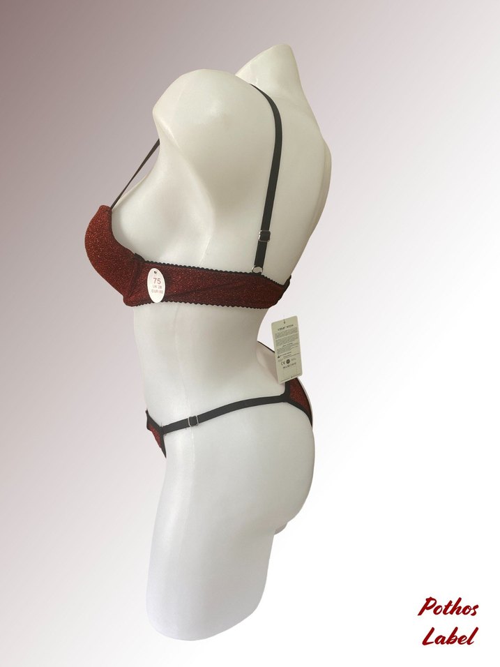 Koyu Kırmızı Mini Gotik Sütyen - Görsel 2