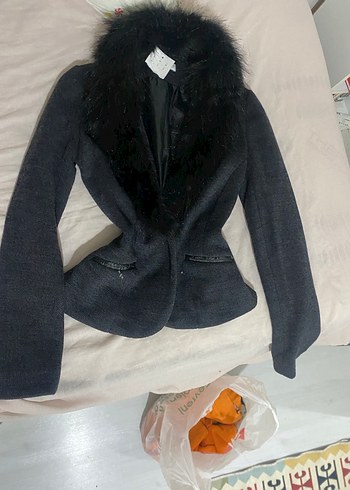 Kürk Detaylı Siyah Kadın Ceket - Görsel 3