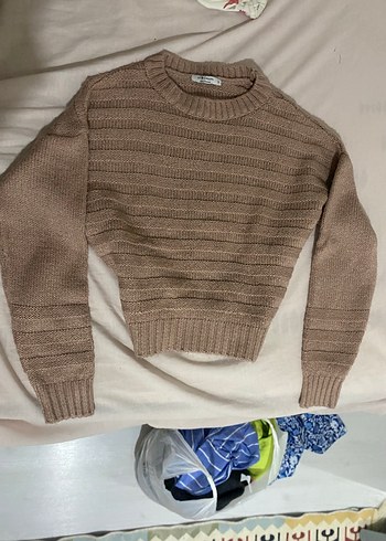 Bej Örgü Kadın Triko Kazak - Görsel 2
