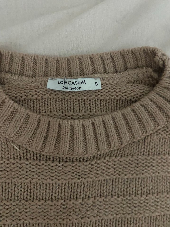 Bej Örgü Kadın Triko Kazak - Görsel 3