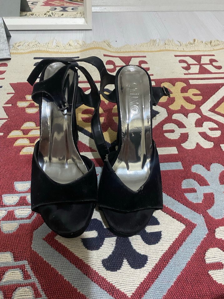 Siyah Platform Topuklu Kadın Ayakkabı - Görsel 2