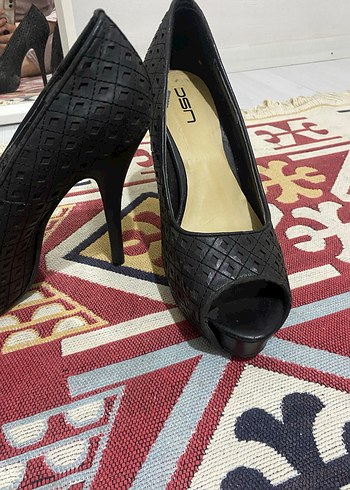 Siyah Yılan Desenli Platform Topuklu Kadın Ayakkabı - Görsel 2