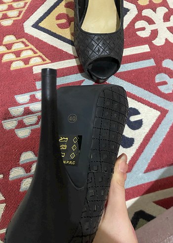 Siyah Yılan Desenli Platform Topuklu Kadın Ayakkabı - Görsel 3