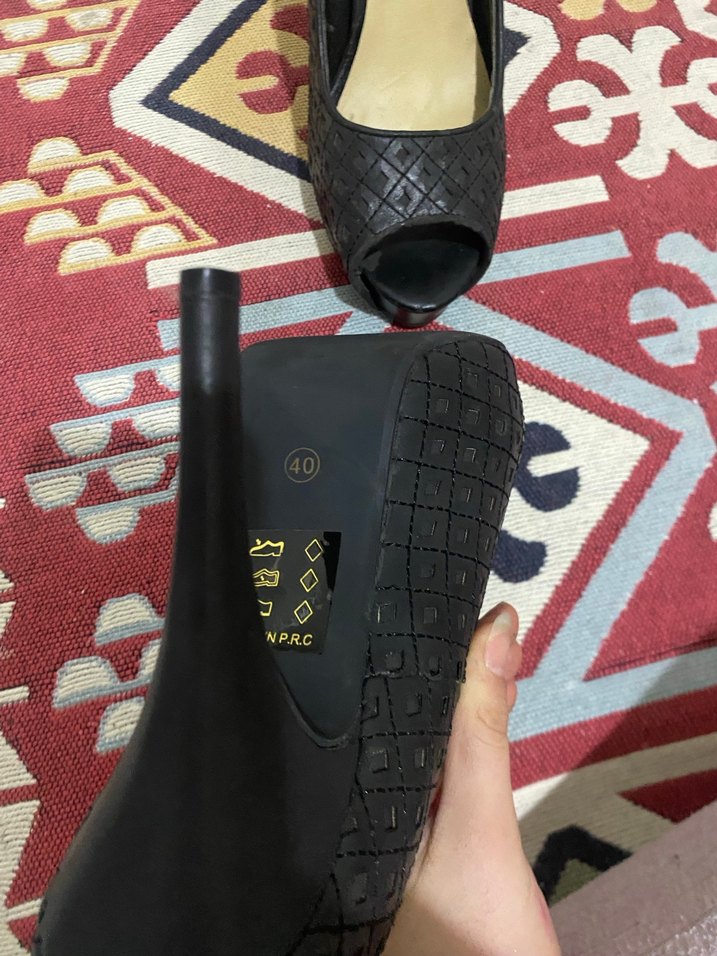 Siyah Yılan Desenli Platform Topuklu Kadın Ayakkabı - Görsel 3