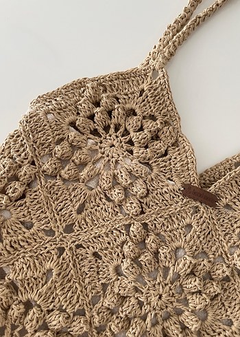Bej Örgü Bohem Kadın Çanta - Görsel 2