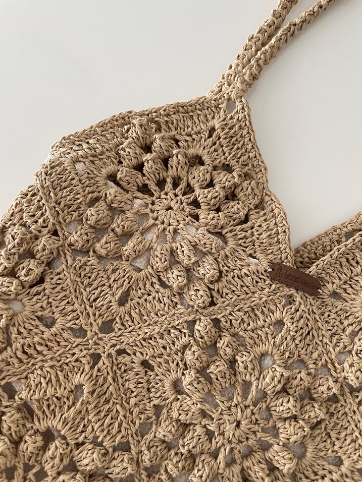Bej Örgü Bohem Kadın Çanta - Görsel 2