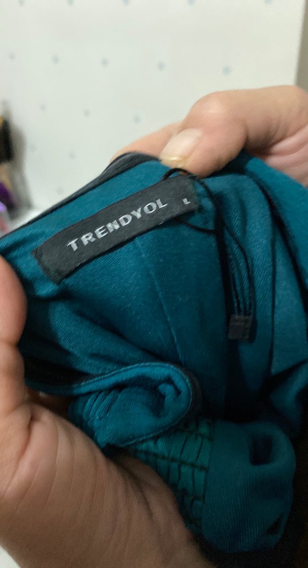 Yeşil  Drapeli Midi straplez elbise - Görsel 4