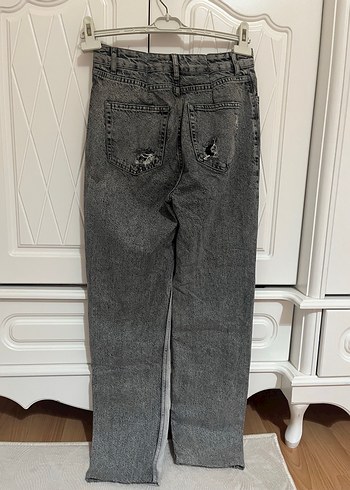38 Beden gri Renk Gri Batik Desenli Kadın Midi Jean