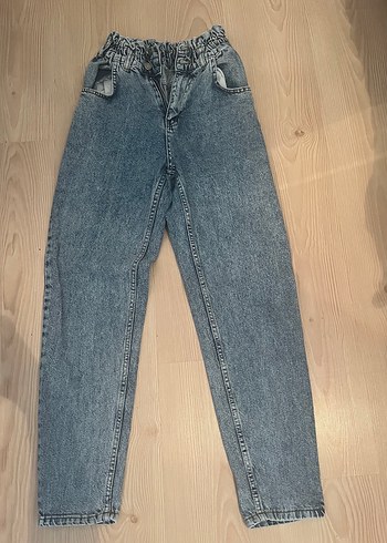 Diğer Kadın Gri Mavi Bol Paça Kemerli Jean