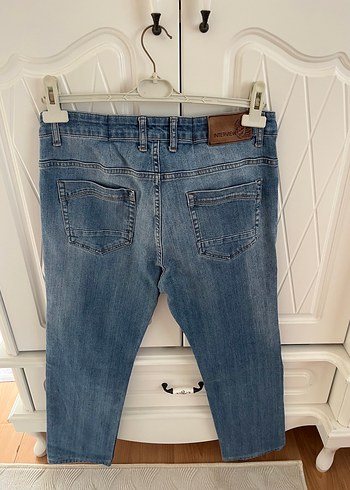 34 Beden mavi Renk Erkek Mavi Denim Midi Boy Kot Pantolon