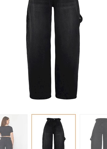 32 Beden Kadın Siyah Beli Kemerli Regular Fit Jean