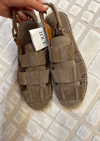 Inci Erkek Süet Bej Tokalı Espadril 44 numara - Görsel 3