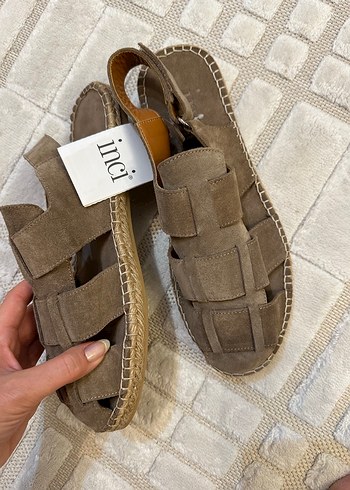 Inci Erkek Süet Bej Tokalı Espadril 44 numara - Görsel 2