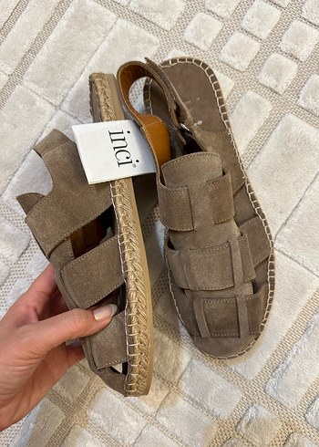 Inci Erkek Süet Bej Tokalı Espadril 44 numara - Görsel 4