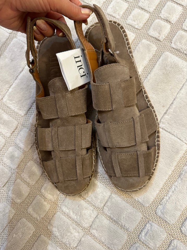 Inci Erkek Süet Bej Tokalı Espadril 44 numara - Görsel 3