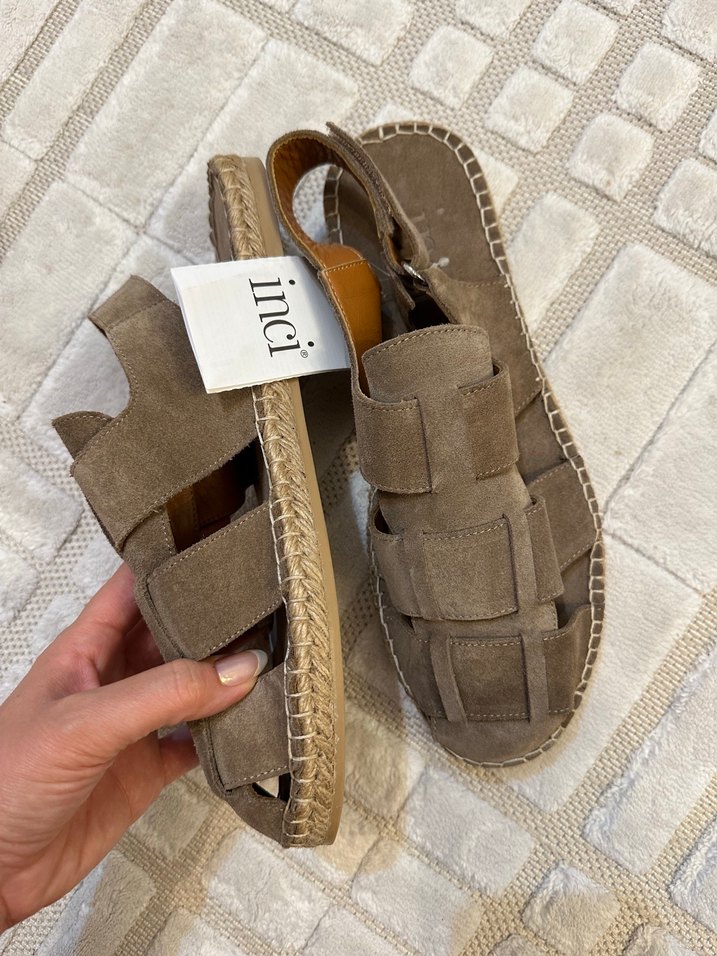 Inci Erkek Süet Bej Tokalı Espadril 44 numara - Görsel 4