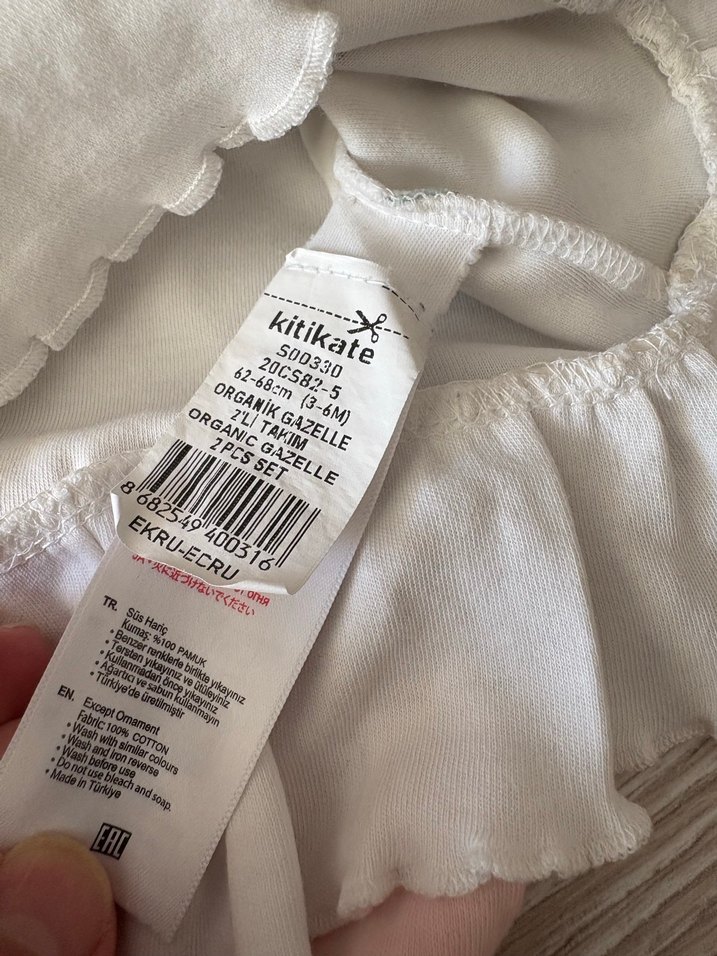 Beyaz Fırfırlı Baskılı Bebek Kız Takımı - Görsel 2