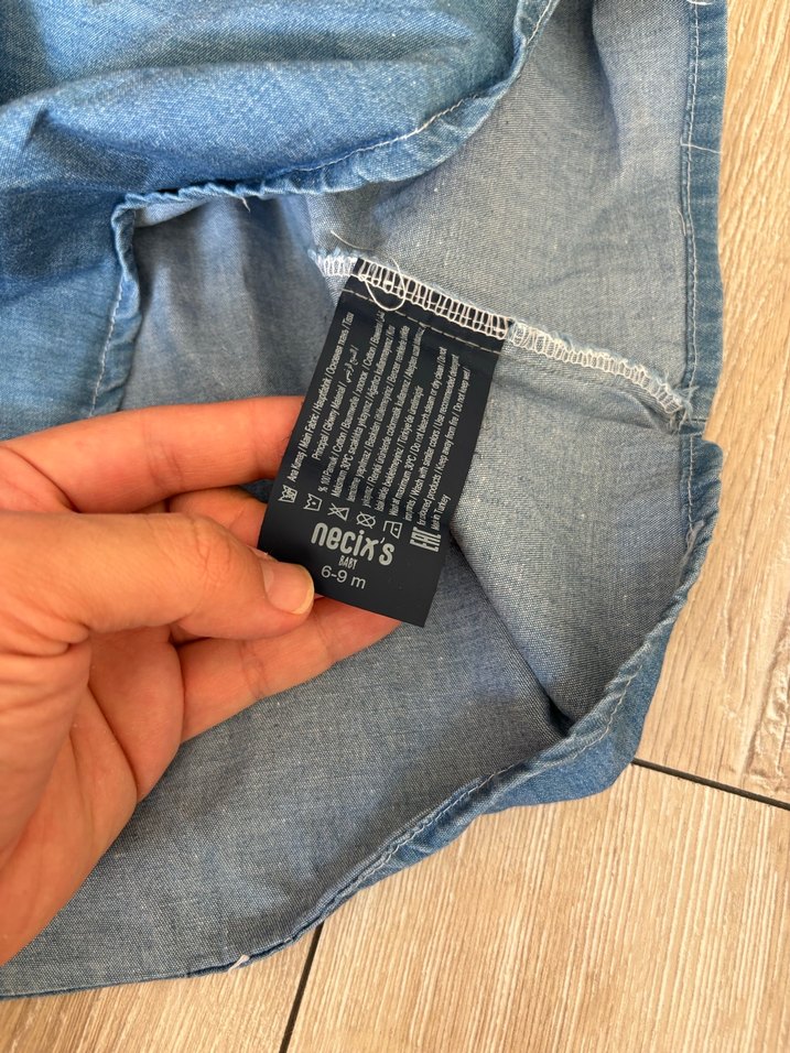 Kız Çocuk Mavi Denim Fırfırlı Elbise - Görsel 2