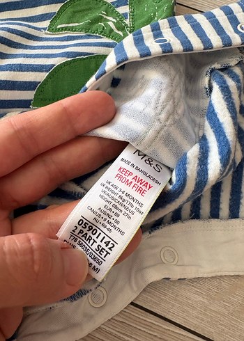 Çizgili Erkek Bebek Salopet Dinozor Desenli - Görsel 2