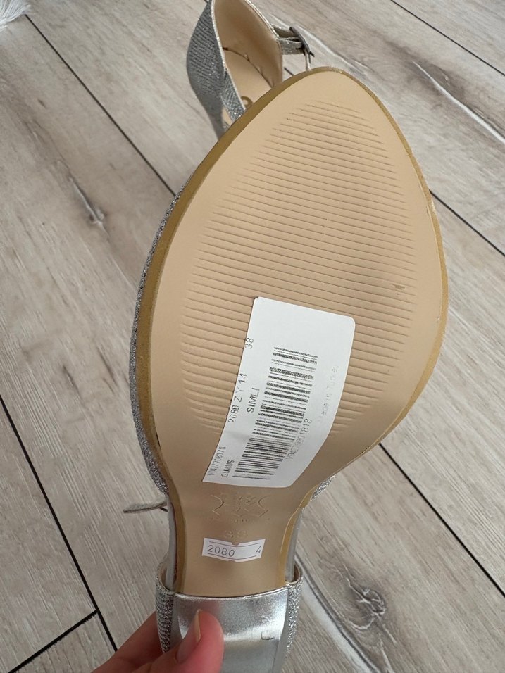 Gümüş abiye bağcıklı ayakkabı - Görsel 4