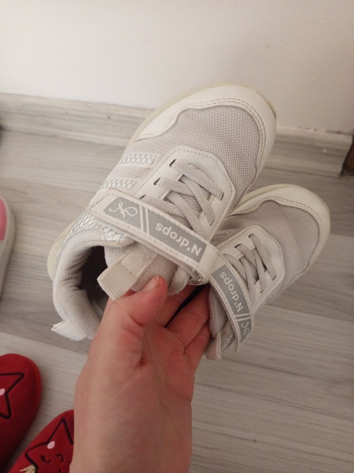 erkek çocuk  Beyaz Cırt Cırtlı Spor Ayakkabı - Görsel 4