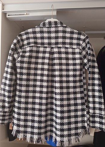 Düğmeli Gri Ekose Midi Kadın Gömlek - Görsel 4