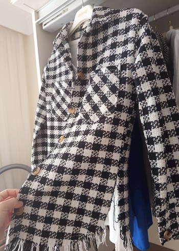 Düğmeli Gri Ekose Midi Kadın Gömlek - Görsel 3