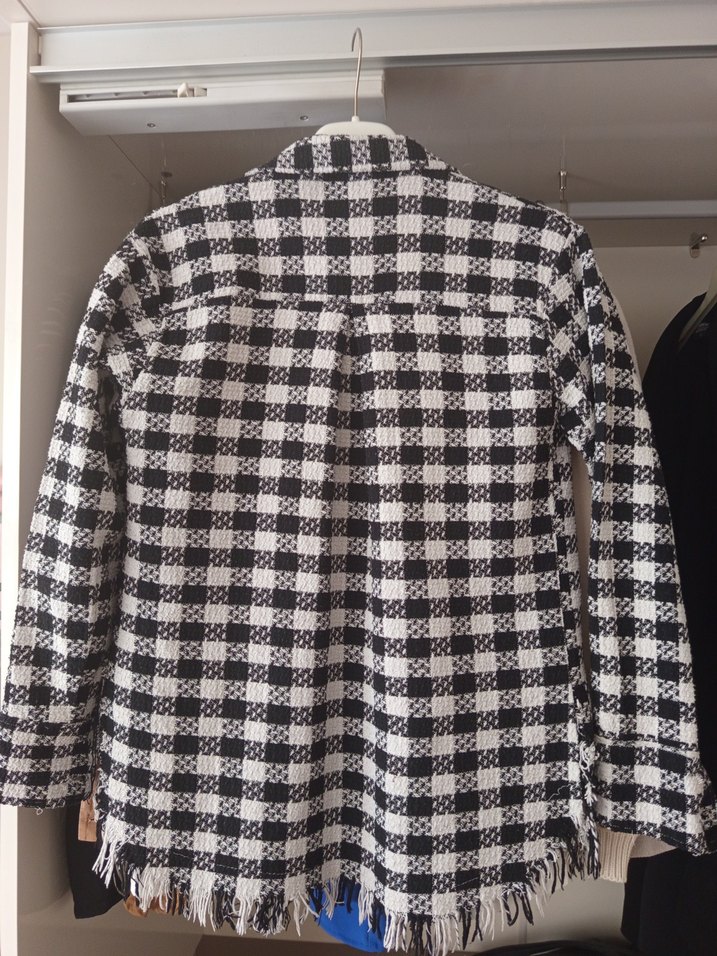 Düğmeli Gri Ekose Midi Kadın Gömlek - Görsel 4