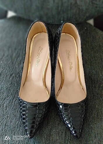 Silver Polo Kalın topuk stiletto
