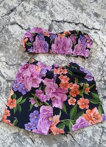 Crop-büstiyer Şort Takım plaj giyim - Görsel 5