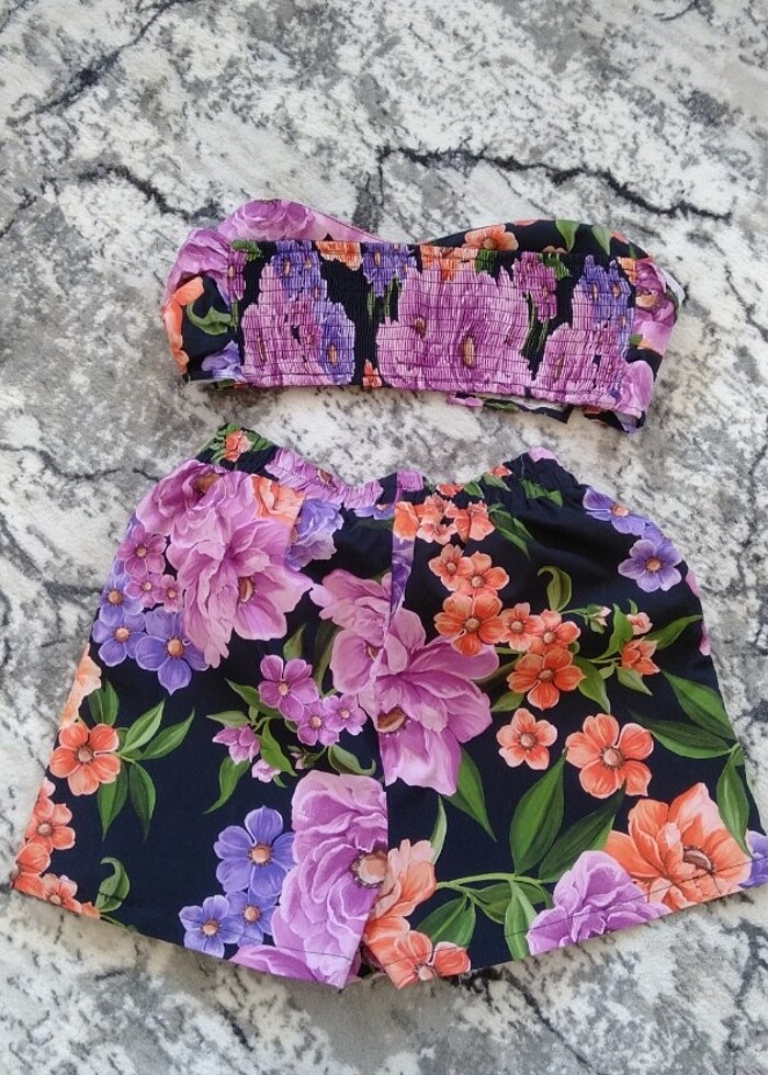 Crop-büstiyer Şort Takım plaj giyim - Görsel 5