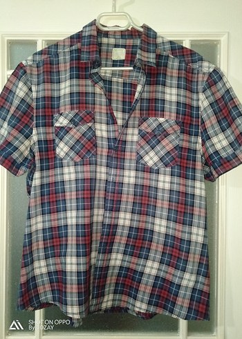 Ekoseli Kısa Kollu Pamuklu Gömlek - Görsel 2