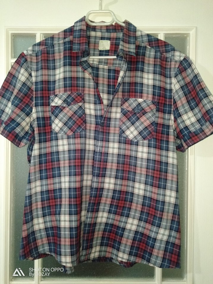 Ekoseli Kısa Kollu Pamuklu Gömlek - Görsel 2