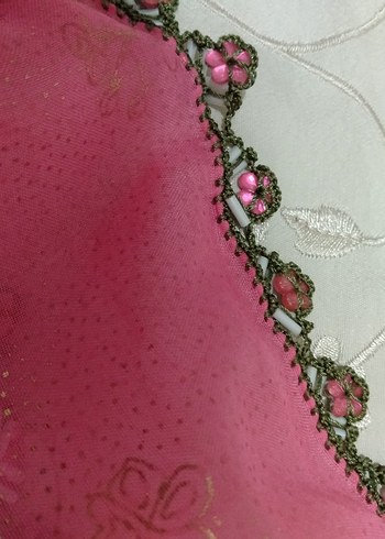 Boncuklu Dantelli Çeyizlik Yazma - Görsel 2