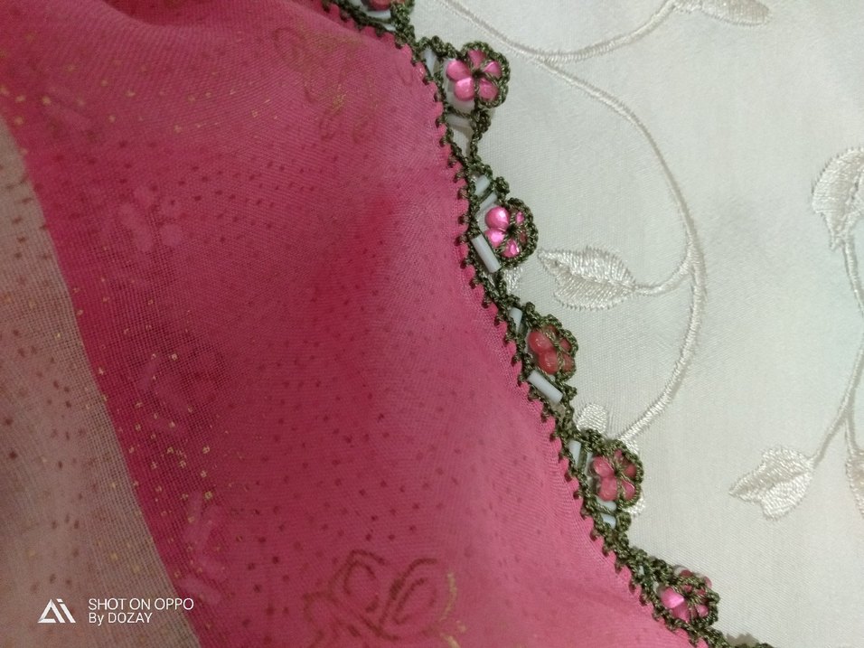 Boncuklu Dantelli Çeyizlik Yazma - Görsel 2