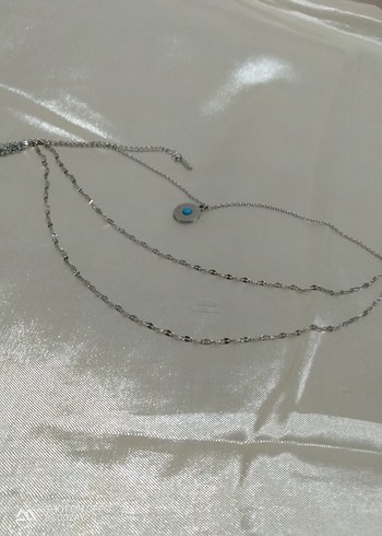 Üçlü Zincir Detaylı Paslanmaz Çelik kolye - Görsel 5